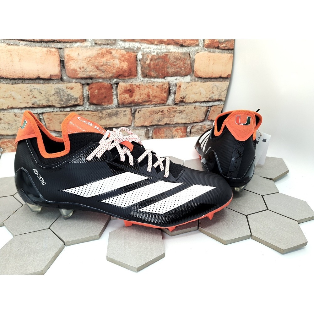 2024 Adidas Adizero Electric Miami Hurricanes PE Football Cleats JQ6515 Men's 15